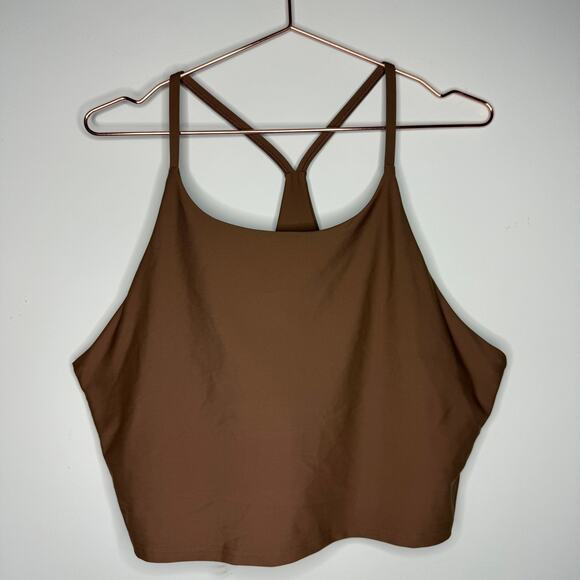Old Navy Womens Tank Top XXL Brown Powersoft Cropped Built In Bra Light Support - Picture 2 of 7